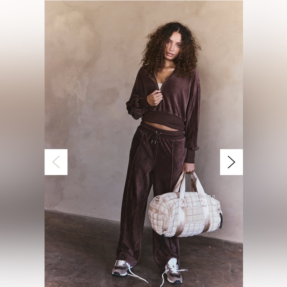 Free People Let's Volley Velour Set Small Color: Cocoa NWT
